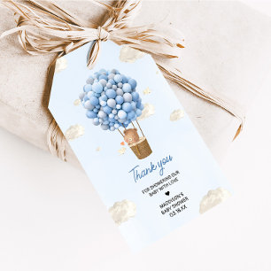 Blue Hot Air Balloon Up and Away Favour Tags