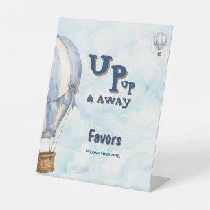 Blue Hot Air Balloon Up Up & Away Favours Pedestal Sign