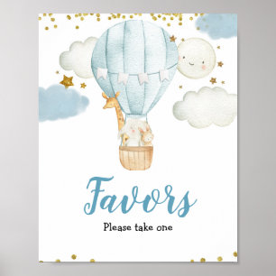 Blue Hot air Balloon Watercolor Favour Sign