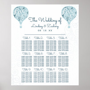 Blue Hot Air Balloon Wedding Table Seating Chart