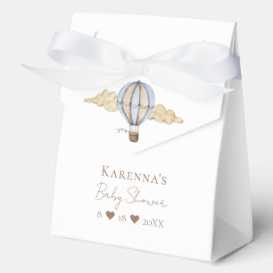 Blue Hot Air Balloon White Baby Shower Favour Box