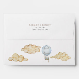 Blue Hot Air Balloon White Baby Shower Mailing Envelope