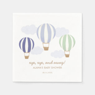 Blue Hot Air Balloons Boy Baby Shower Napkin