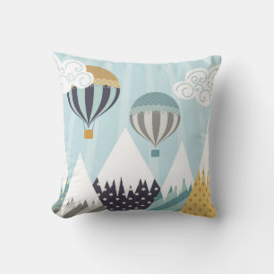 Blue Hot Air Balloons Cushion