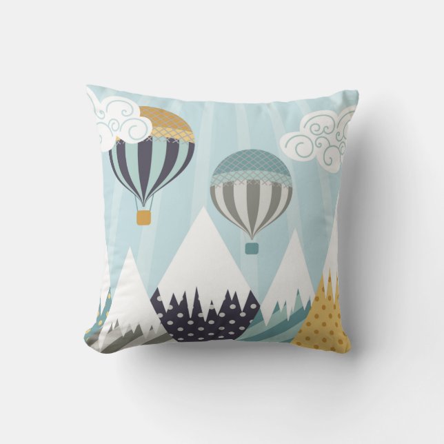 Blue Hot Air Balloons Cushion (Front)