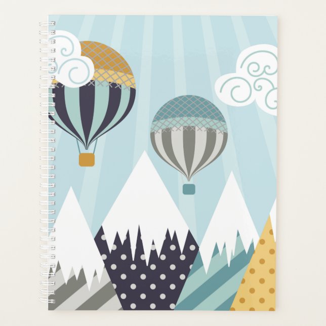 Blue Hot Air Balloons Planner (Front)