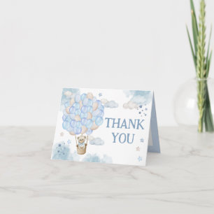 Blue Hot Air Balloons Teddy Bear Thank You Card