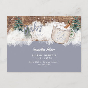 Blue Hot Chocolate Rustic Baby It's Cold Shower  Postcard