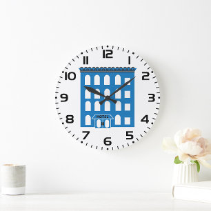 Blue Hotel Building Large Clock
