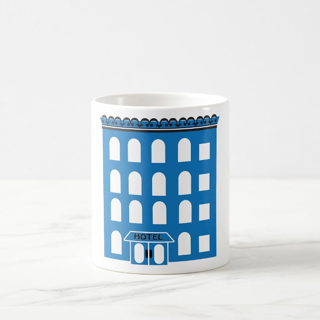 Blue Hotel Building Vintage City Architecture Coffee Mug (Creator Uploaded)