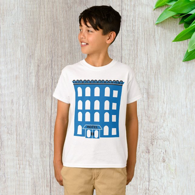 Blue Hotel Building Vintage City Architecture T-Shirt (Creator Uploaded)