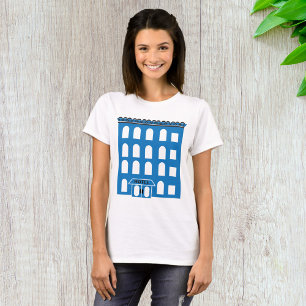 Blue Hotel Building Vintage City Architecture T-Shirt