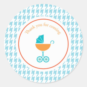 Blue Houndstooth and Carriage    Favour Sticker