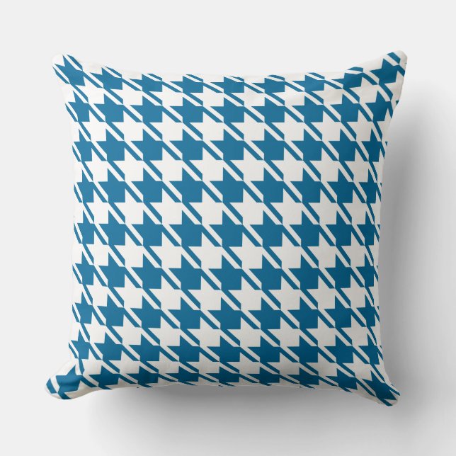 Blue Houndstooth Repeating Pattern Cushion (Front)