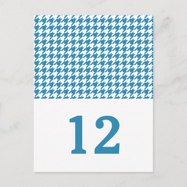 Blue Houndstooth Table Number Postcard (Front)