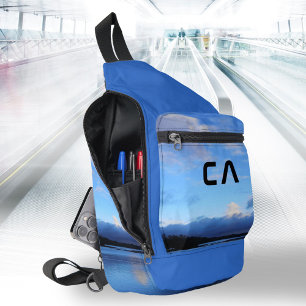 Blue Hour Lake Monogram Wanderlust Your Photo  Sling Bag