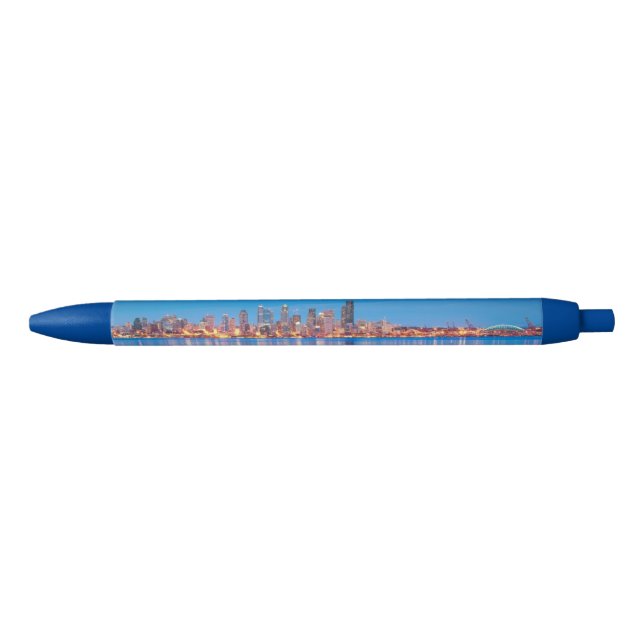 Blue hour view of downtown Seattle Black Ink Pen (Front)