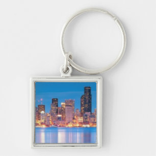 Blue hour view of downtown Seattle Key Ring