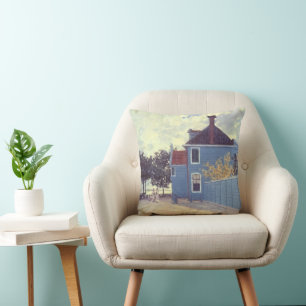 Blue House at Zaandam by Claude Monet Cushion
