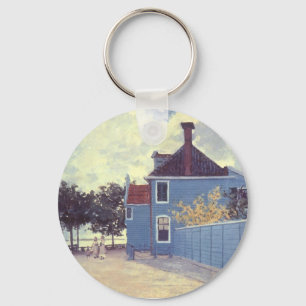 Blue House at Zaandam by Claude Monet Key Ring