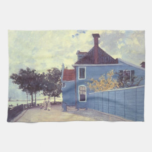 Blue House at Zaandam by Claude Monet Tea Towel