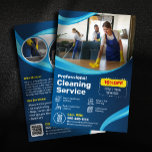 Blue House Cleaning Housekeeper Janitorial Maid Flyer<br><div class="desc">This versatile flyer template is perfect for promoting your residential and commercial cleaning services. Highlight your move-in/move-out cleaning,  deep cleaning,  and basic cleaning options,  along with your contact information and special discount for first-time clients. Customise it with your logo and brand colours to create a professional marketing tool.</div>