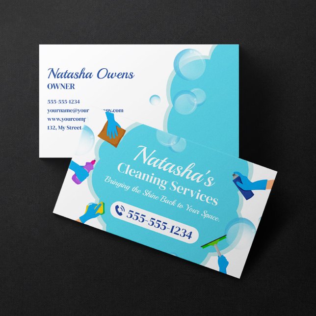 Blue House Cleaning Services House Keeping Business Card (Creator Uploaded)