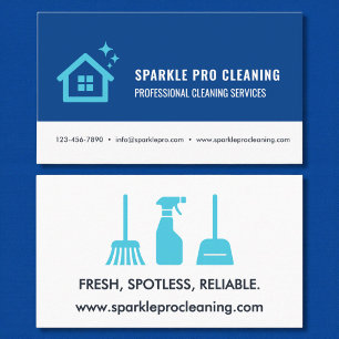 Blue House Cleaning Services Logo Modern Business Card