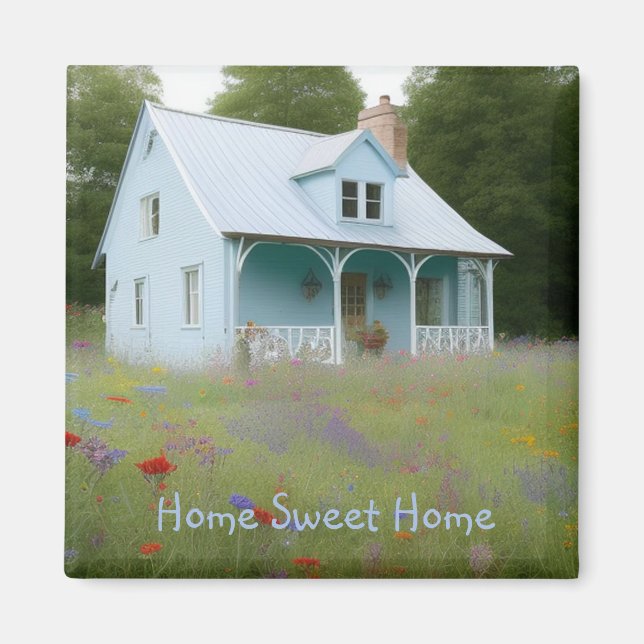 Blue House Housewarming Magnet (Front)