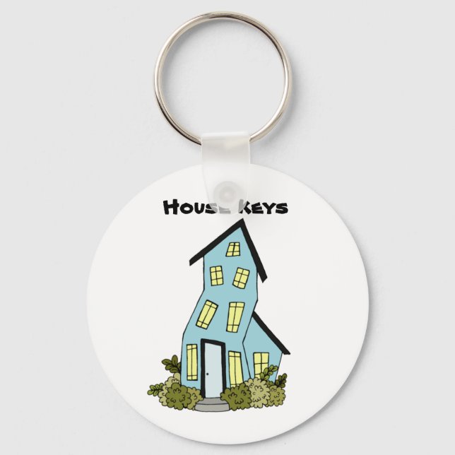 Blue House Keys Cute Keychain (Front)