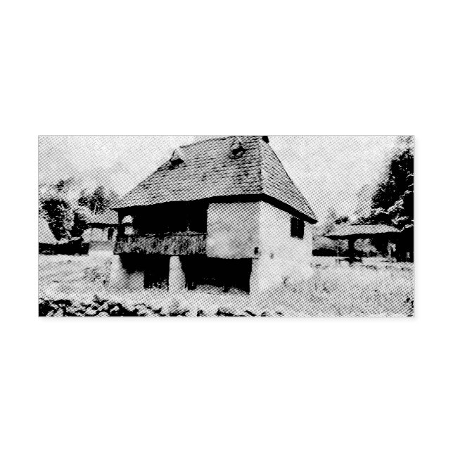 Blue house painting self-inking stamp (Design)