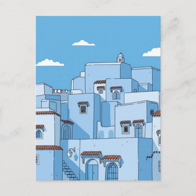 Blue Houses in Chefchaouen Morocco Travel Postcard (Front)