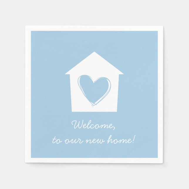 Blue Housewarming Party Paper Napkin Set (Front)