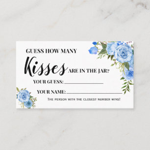 Blue How Many Kisses Bridal Shower Game Card