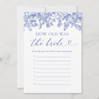 Blue How Old Was the Bride Bridal Shower Game
