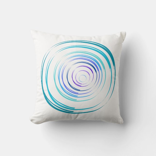 "Blue Hues Circles Decorative Pillow" Cushion (Front)