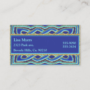 Blue Hues & Ornate Metallic Gold Business Card