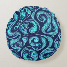 Blue Hues Round Pillow