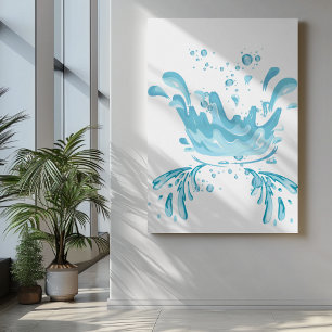 Blue hues water splashes and water drops  canvas print