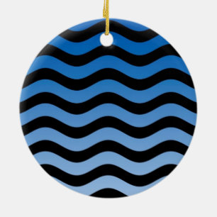 Blue Hues Wavy Stripes Decor Ceramic Tree Decoration
