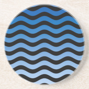 Blue Hues Wavy Stripes Decor Coaster