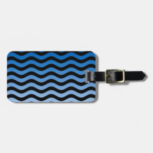 Blue Hues Wavy Stripes Decor Luggage Tag