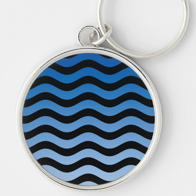 Blue Hues Wavy Stripes Key Ring (Front)
