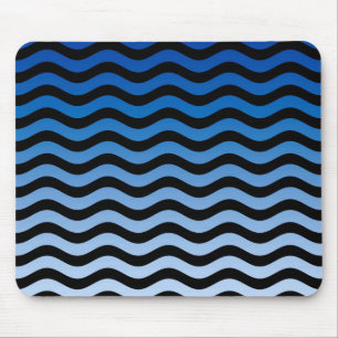 Blue Hues Wavy Stripes Mouse Mat