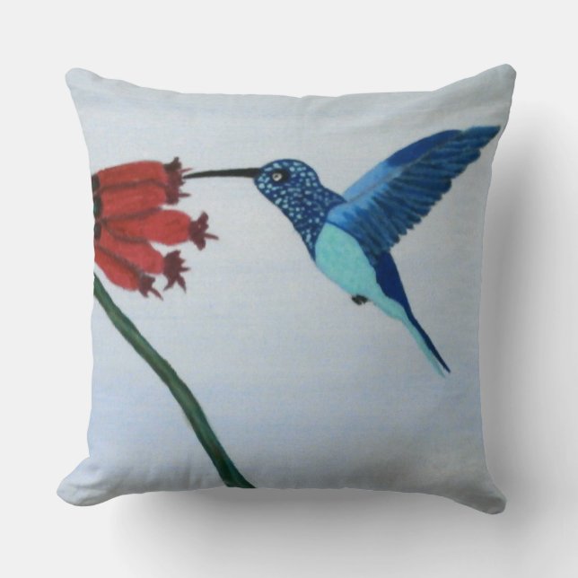 Blue Hummingbird Cushion (Front)