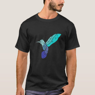 Blue Hummingbird Exotic Bird Mandala Tribal T-Shirt