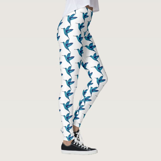 Blue Hummingbird Leggings (Right)