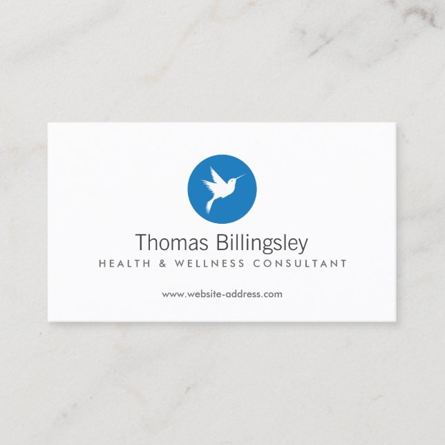 Blue Hummingbird Logo Health Care, Naturopath Business Card (Front)