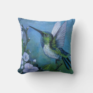 Blue Hummingbird Pillow soft flowers Color Pop
