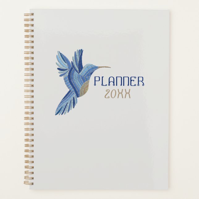 Blue Hummingbird Planner – Customizable Year  (Front)